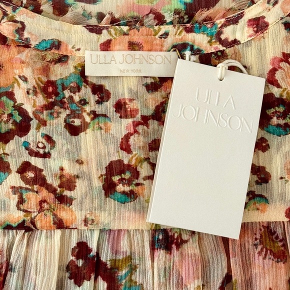 NWT Ulla Johnson Silk Ruffle Long-Sleeve Floral Andi Blouse - Picture 7 of 8